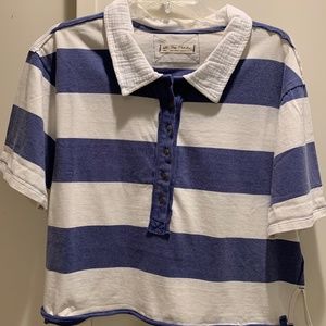 NWOT We The Free striped T shirt with buttons  ..  will fit size Sm or medium